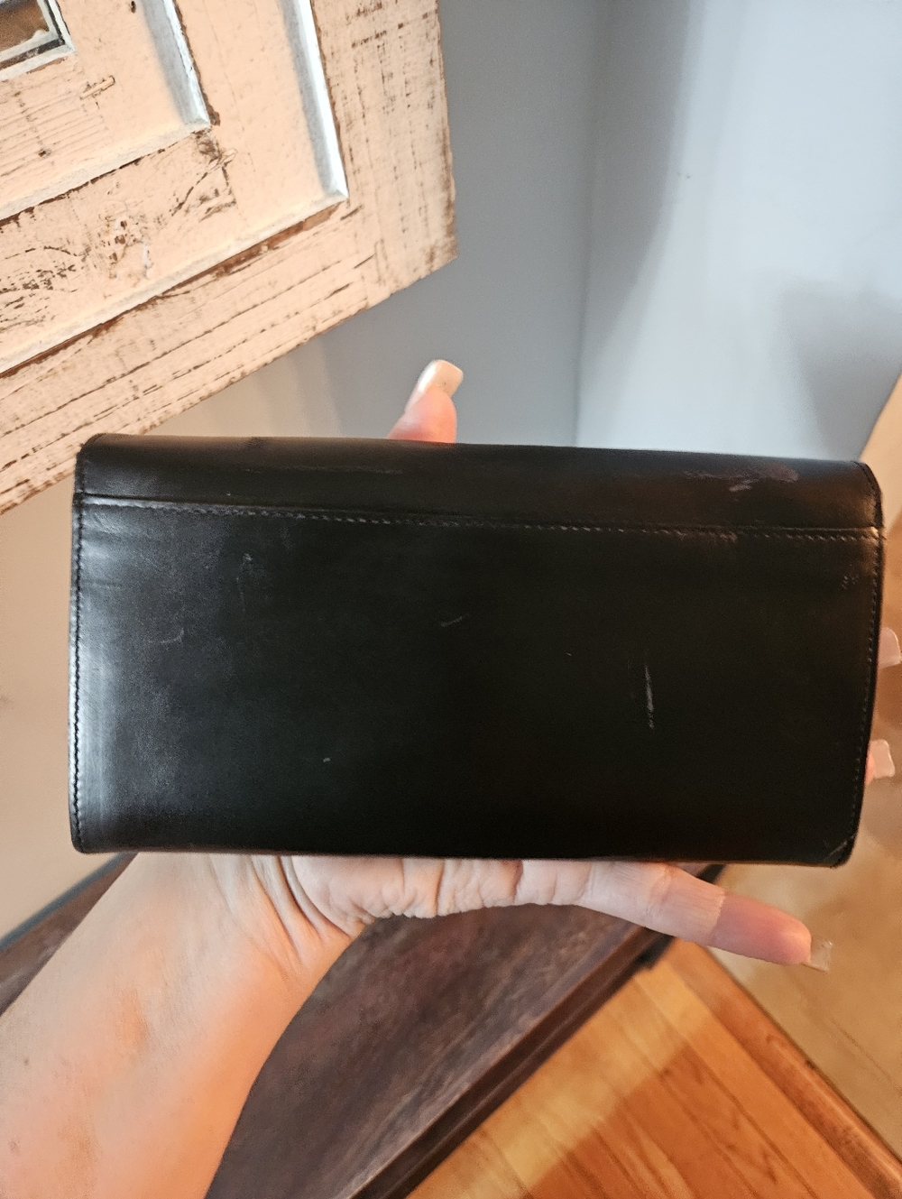 LISA JENKS Vintage Black Leather Wallet with Silver Lock - Picture 4 of 11